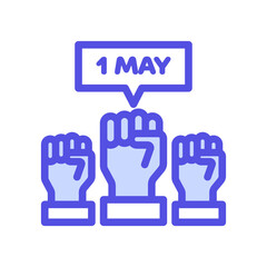 icon labor day with concept fist up and 1 may. editable file, vector illustration.