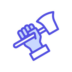 icon Labor Day with concept hand holding axe. editable file, vector illustration.