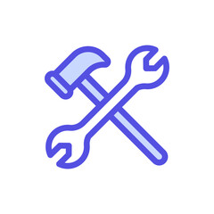 icon labor day with concept wrench and hammer. editable file, vector illustration.