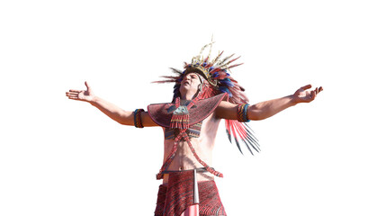 Historical portrait of Maya Prince Ruler of the Aztecs 3d render