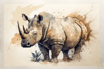 Fototapeta premium Wildlife Wonders: An Animal Portrait in Aquarelle Colors. Ai generated.
