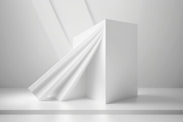 White geometric abstract scene with single crossed lines  - generative ai