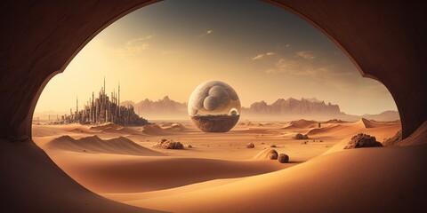 stunning outer world landscape on other planet - generative ai