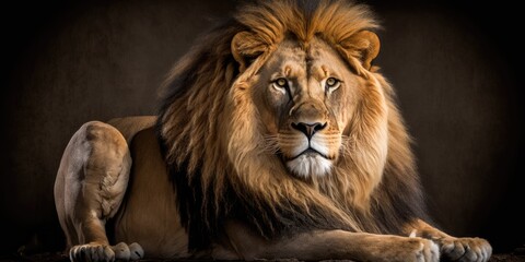Obraz na płótnie Canvas portrait of a lion - generative ai