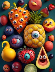  funny fruits pattern - generative ai