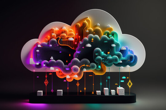 Cyber security, AI Mind, Network Management, Modern Data Center, Cloud Networking, AI Generated Art