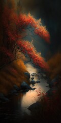 surreal autumn tree - generative ai