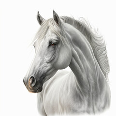 Obraz na płótnie Canvas Realistic white head horse on a white background, generative AI