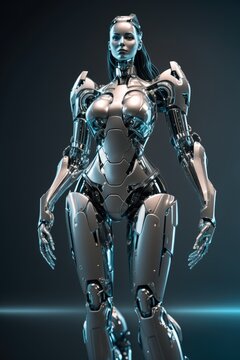 female robot whit sleek design - generative ai