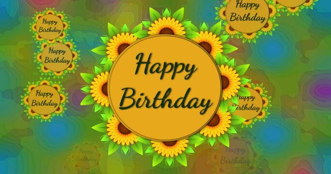 Happy birthday video card with yellow flower background full hd 4k