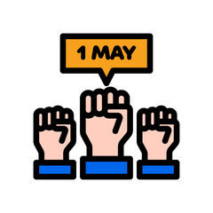 icon labor day with concept fist up and 1 may. editable file, vector illustration.