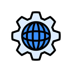 icon Labor Day with concept globe and gear, world labor day. editable file, vector illustration.