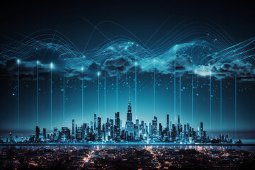 Futuristic neon city. Created with generative Ai technology.