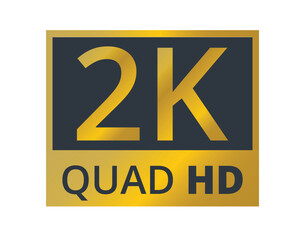 Black and golden 2k quad resolution symbol. 
