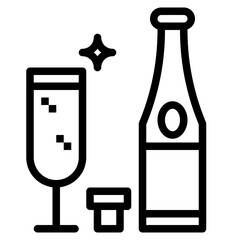 champagne line icon style
