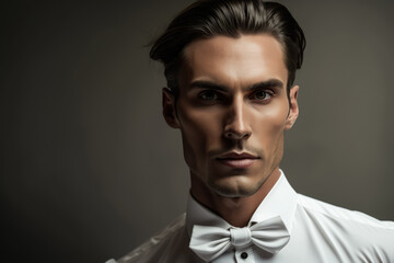 Fototapeta premium Portrait of Dapper Businessman in Crisp White Shirt, generative ai