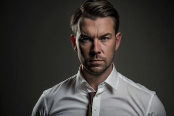Obraz premium Portrait of Creative Businessman in Crisp White Shirt, generative ai