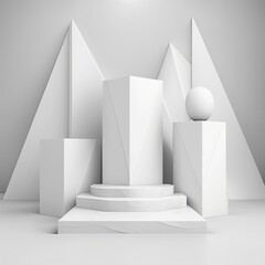 Fototapeta premium Modern Interior Decoration with White Pedestal Displays