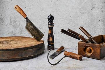 Various kinds of butcher tools