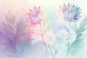 A Springtime Dream of Blurred Flowers and Iridescent Hues: A Gentle Gradient of Pastel Colors: Generative AI