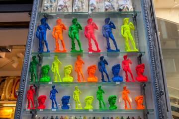 Colorful souvenirs statues in Florence, Italy