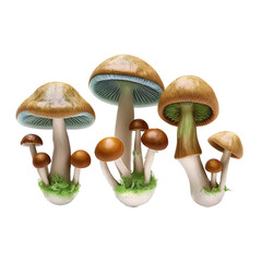 Isolated psychedelic mushroom, vertical, transparent background, mushroom, mycelium, png, generative ai