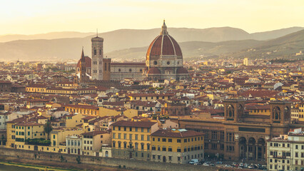 Fototapeta na wymiar Duomo Santa Maria Del Fiore and Bargello in Florence, Italy