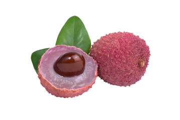 Fresh ripe lychee fruit isolated on a white background. Tropical fruit. © Annmellsun