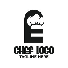 Letter E Chef Logo Design Template Inspiration, Vector Illustration.