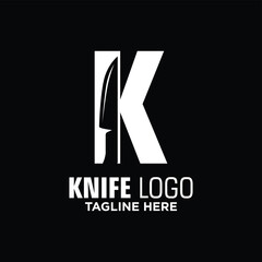 Letter K Knife Logo Design Template Inspiration, Vector Illustration.