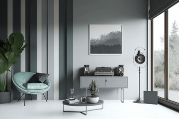 A tranquil bedroom with grey Pantone furniture and calming decor