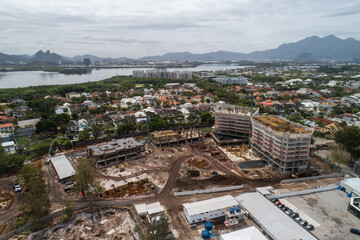 The civil construction industry grows worldwide, pictured here is people working on the construction of a building complex in Rio de Janeiro, Brazil