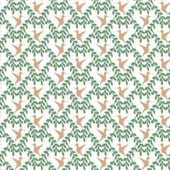 Vector leaves and colibri seamless pattern background. Perfect for fabric, scrapbooking and wallpaper projects. 