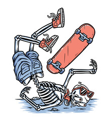 Fototapeta skull fall while playing skateboard obraz