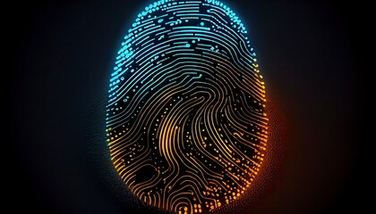 A biometric scan of a fingerprint on a PCB, Generative Ai