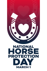 National Horse Protection Day. March 1. Vector illustration. Holiday poster.