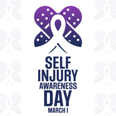 Self-Injury Awareness Day. March 1. Vector illustration. Holiday poster.