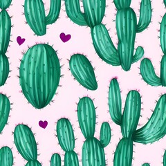 seamless background with cactus created with generative ai