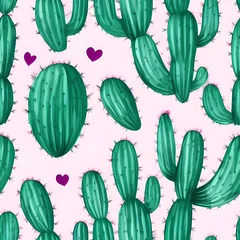 Raamstickers Cactus seamless background with cactus created with generative ai
