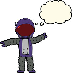 cartoon astronaut with thought bubble