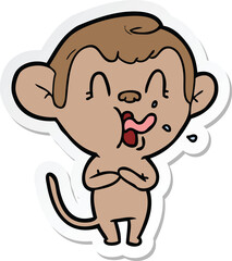 Fototapeta premium sticker of a crazy cartoon monkey