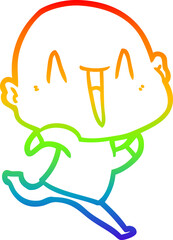 rainbow gradient line drawing happy cartoon bald man
