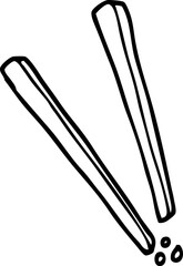line drawing cartoon wooden chopsticks