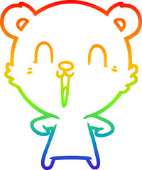 rainbow gradient line drawing happy cartoon polar bear