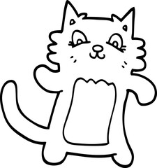 line drawing cartoon dancing cat