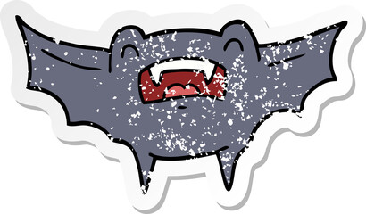 distressed sticker of a cartoon vampire bat