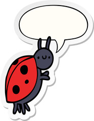Fototapeta premium cartoon ladybug and speech bubble sticker