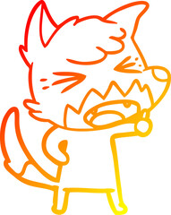 warm gradient line drawing angry cartoon fox