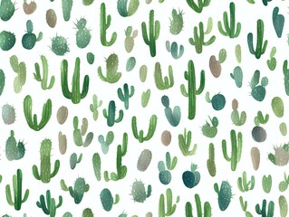Cactus seamless background created with generative ai technology