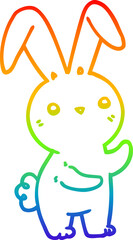 rainbow gradient line drawing cute cartoon rabbit